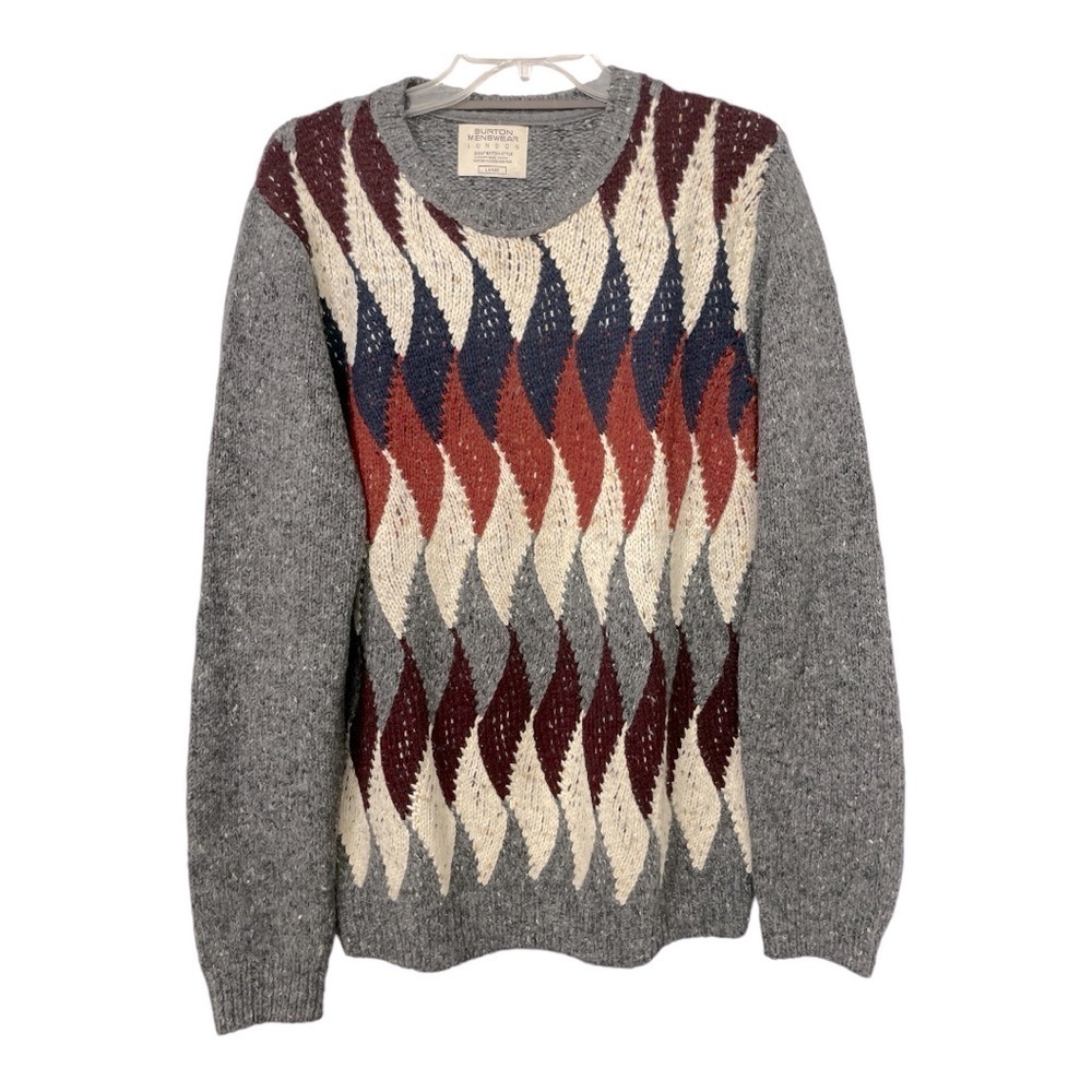 Burton Menswear Gray Argyle Pattern size L.